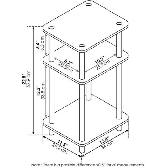 3-Tier Turn-N-Tube End Table / Side Table / Night Stand / Bedside Table - Picture 3 of 4